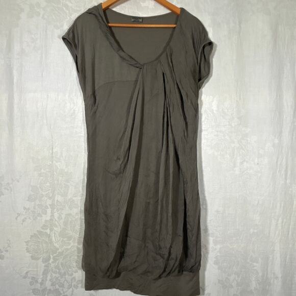 More by Siste's Dresses & Skirts - More by Siste's Dress XL Brown 100% Silk Italy Balloon Hem Lagenlook Pleated